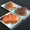 腌制的新鲜鲑鱼，金枪鱼或剑鱼的图像